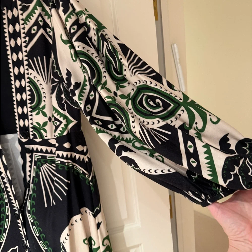 Farmrio Black, White & Green Printed Maxi Dress - Picture 4 of 7